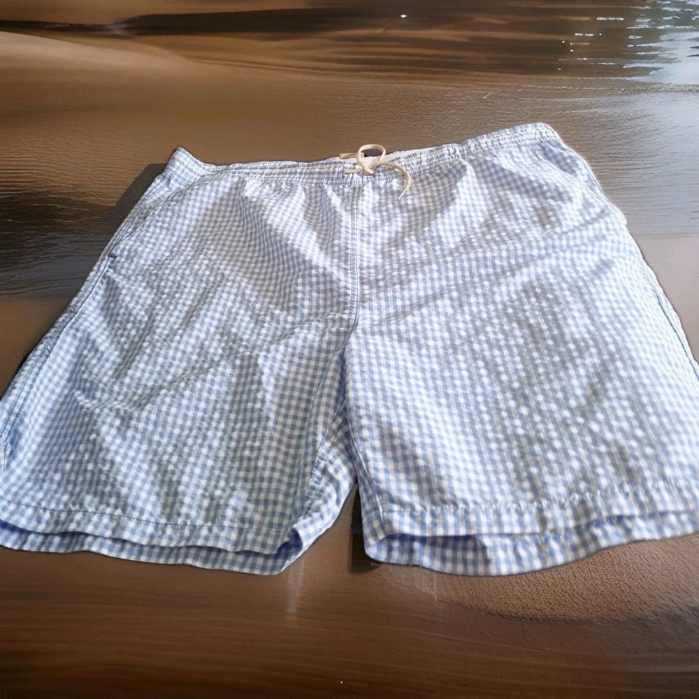 BILLS KHAKIS BLUE  & WHITE CHECK CLASSIC SWIM TRUNKS NYLON BLEND 2XL G-018